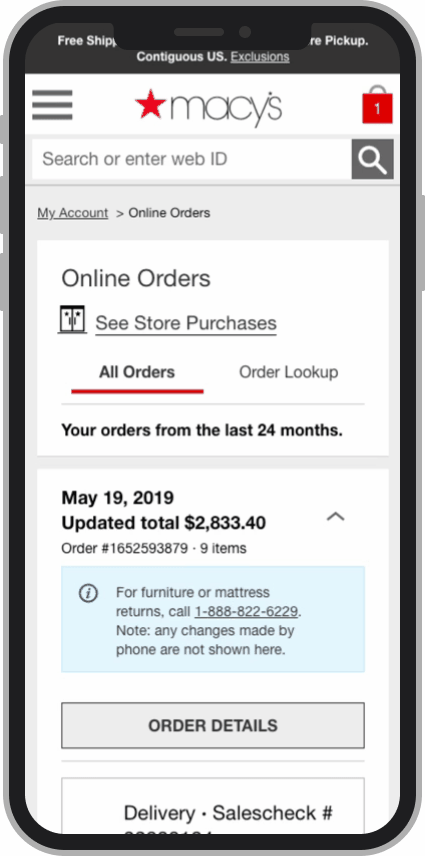 Macy's Order History and Details — Rian Draeger