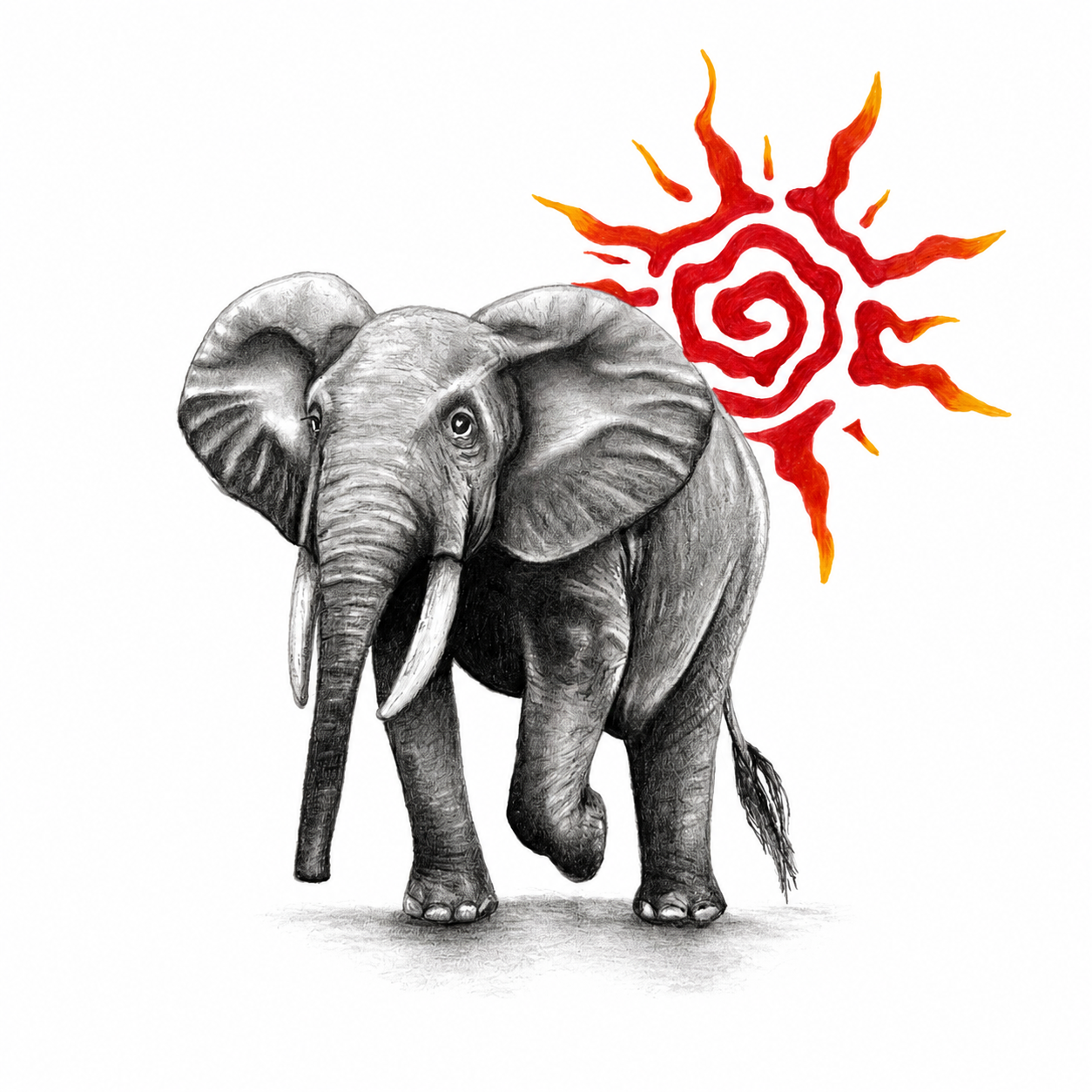 African Forest Elephant Pencil Drawing