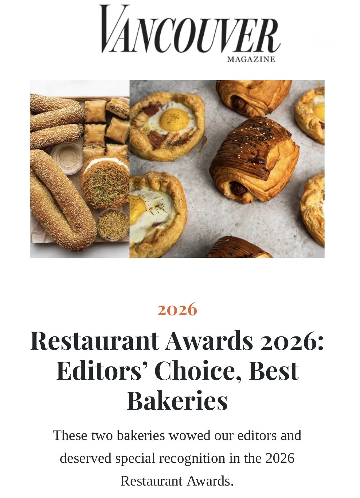 Van Mag 2026 Best Bakery Award