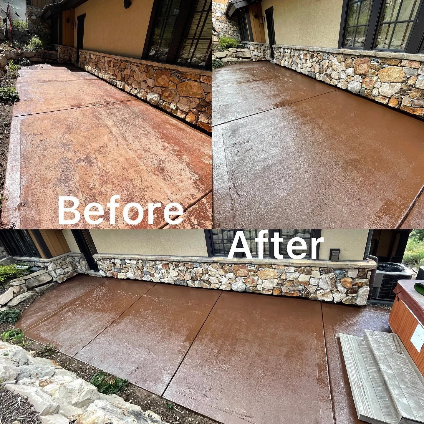 Our polyaspartic product is crack and UV resistant and can be used indoor or outdoor. An anti slip additive can me mixed in to give the surface grip. Polyaspartic can also be used with a flake floor #parkcity #parkcityutah #parkcityutahrealestate #lo