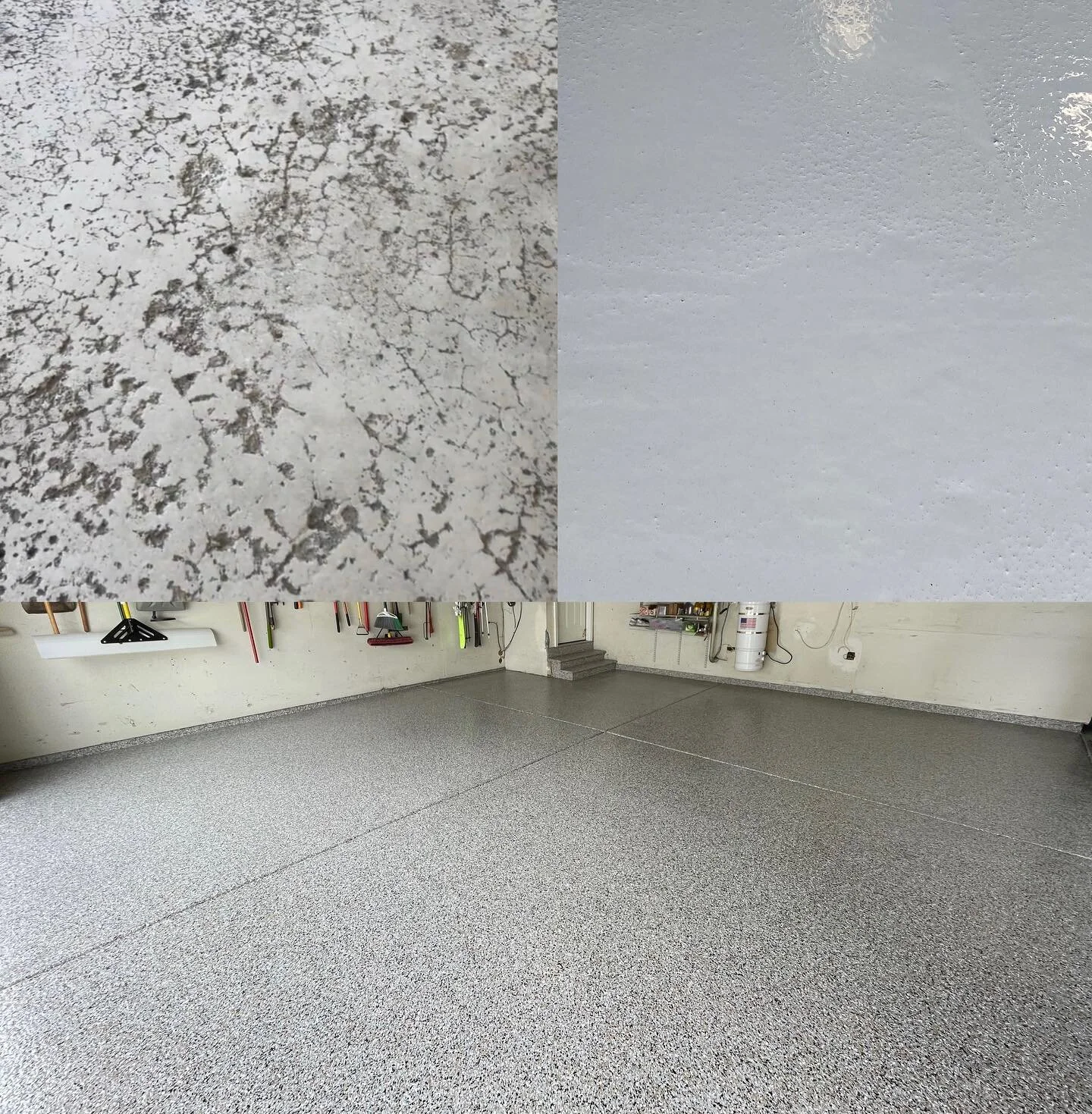 Took this old pitted out concrete and turned it into to something gawgeous! 👨&zwj;🍳 💋 👌🏼 #epoxyflooring #polyaspartic #polyasparticfloor #epoxyflake #epoxygaragefloor #garage #elitecreteintermountain