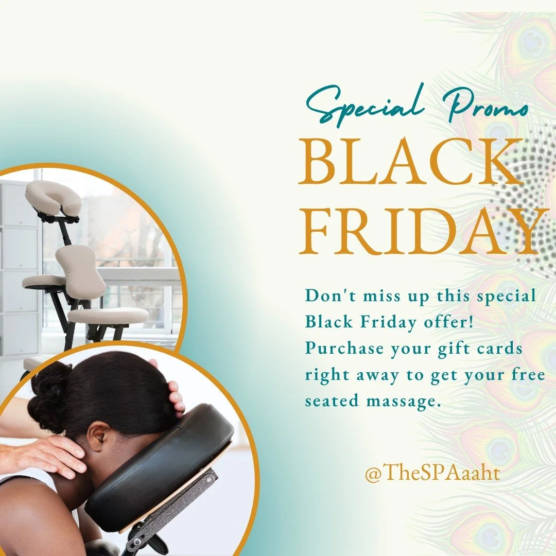 It's Black Friday Sale!💥

Purchase a gift card worth $250 and enjoy a FREE seated massage on us. Whether you&rsquo;re sharing the joy or indulging in self-care and relaxation, it&rsquo;s the perfect way to spread comfort this Black Friday!🖤

Buy yo