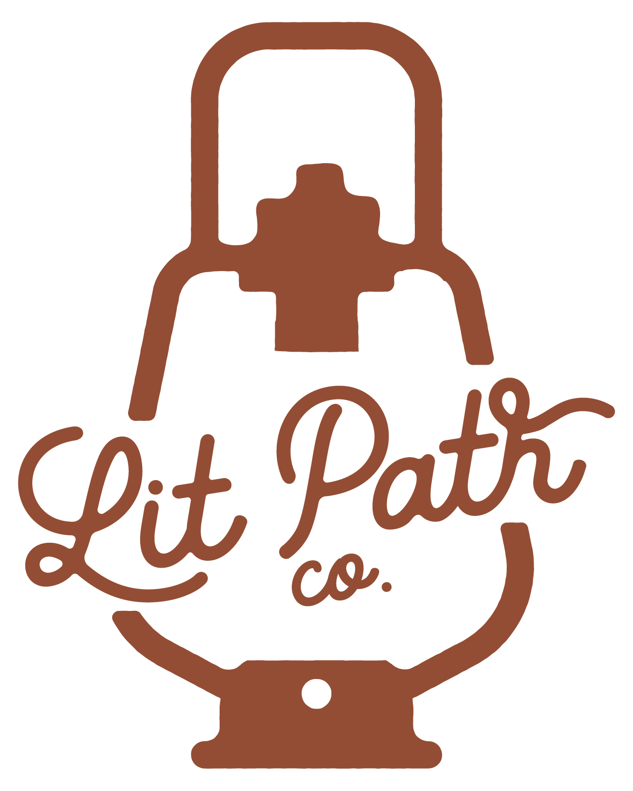 Logo for Lit Path Co. with a stylized vintage oil lantern above the company name in cursive font.