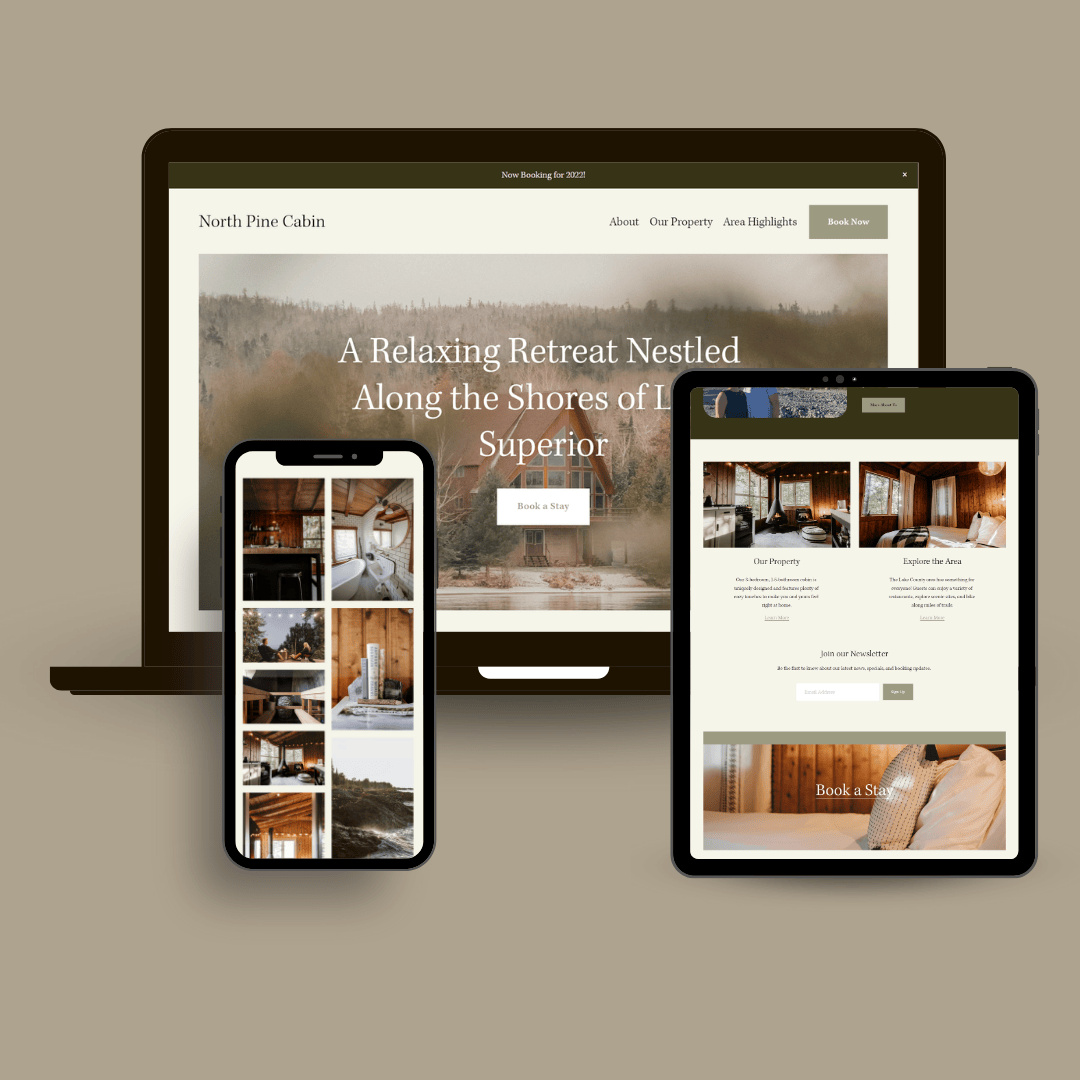 Mock up of the North Pine Cabin template