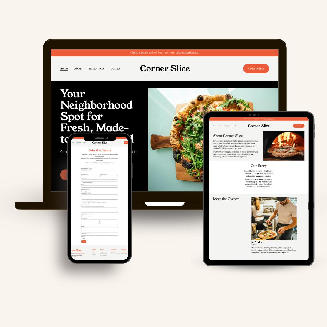 Corner Slice Squarespace Restaurant Template