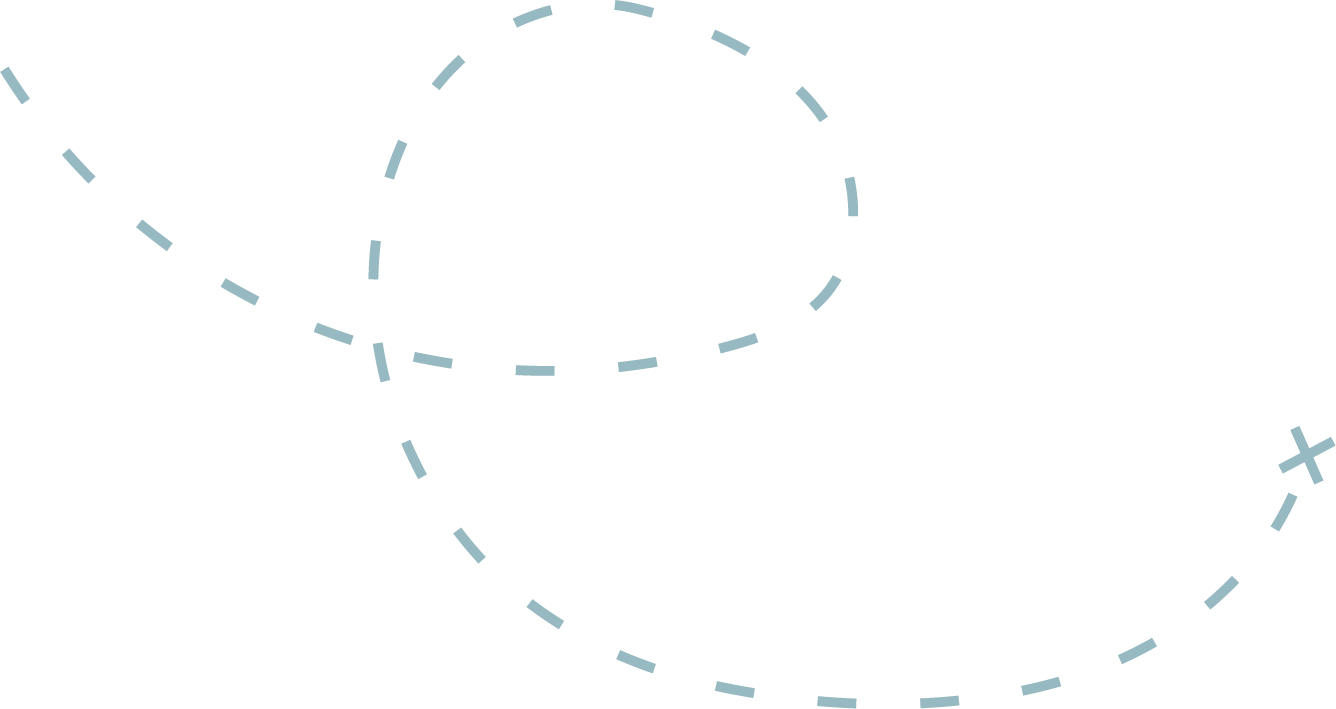 A black background with light blue dashed lines forming three separate ovals, with one oval partially overlapping another.