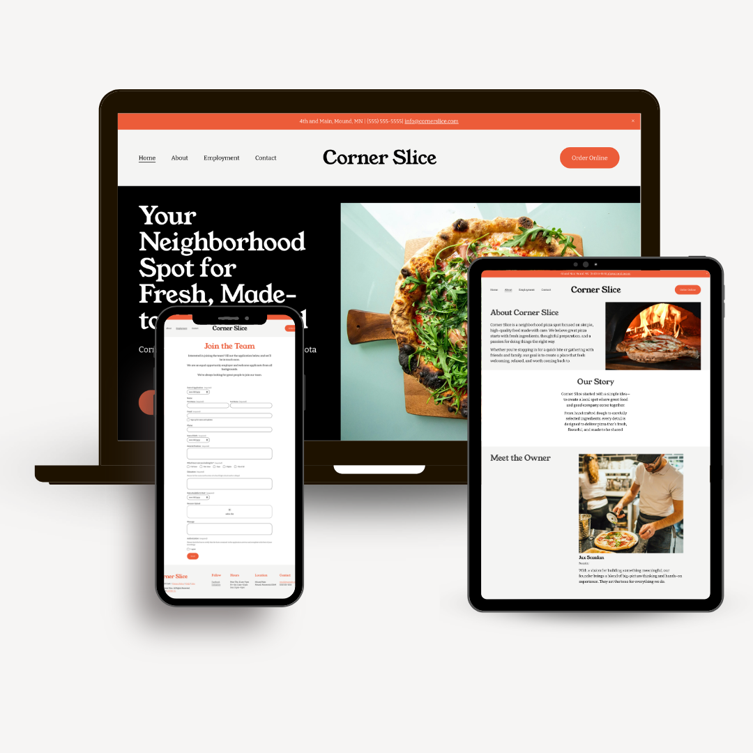 Corner Slice Squarespace Restaurant Template