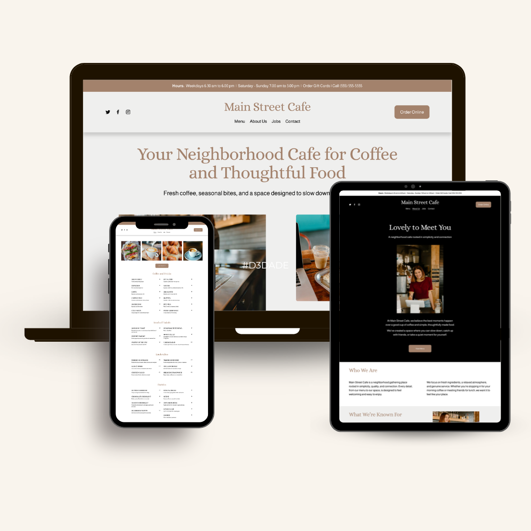 Main Street Cafe Squarespace Restaurant Template