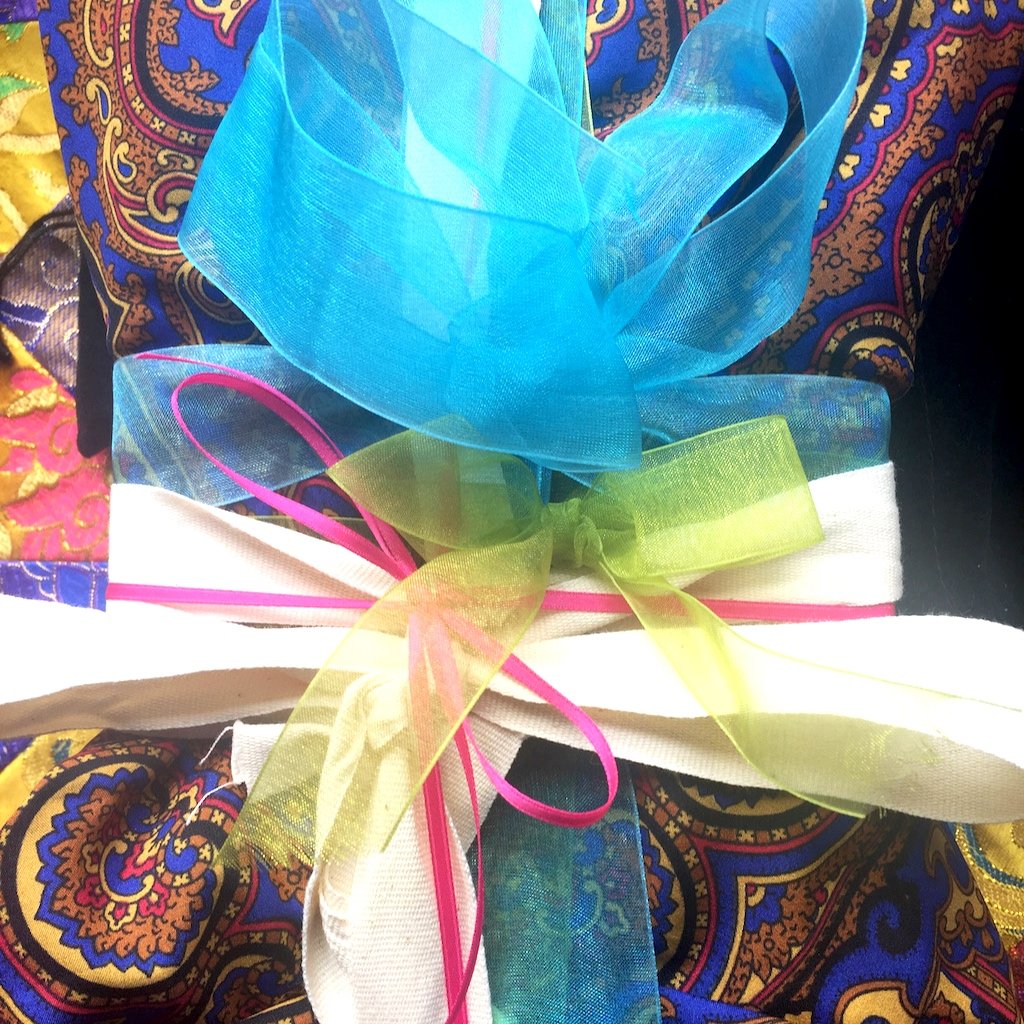 Hanna Hunt's, Women's Ecologist™, celestial ritual cloth and ribbons for energy healing.