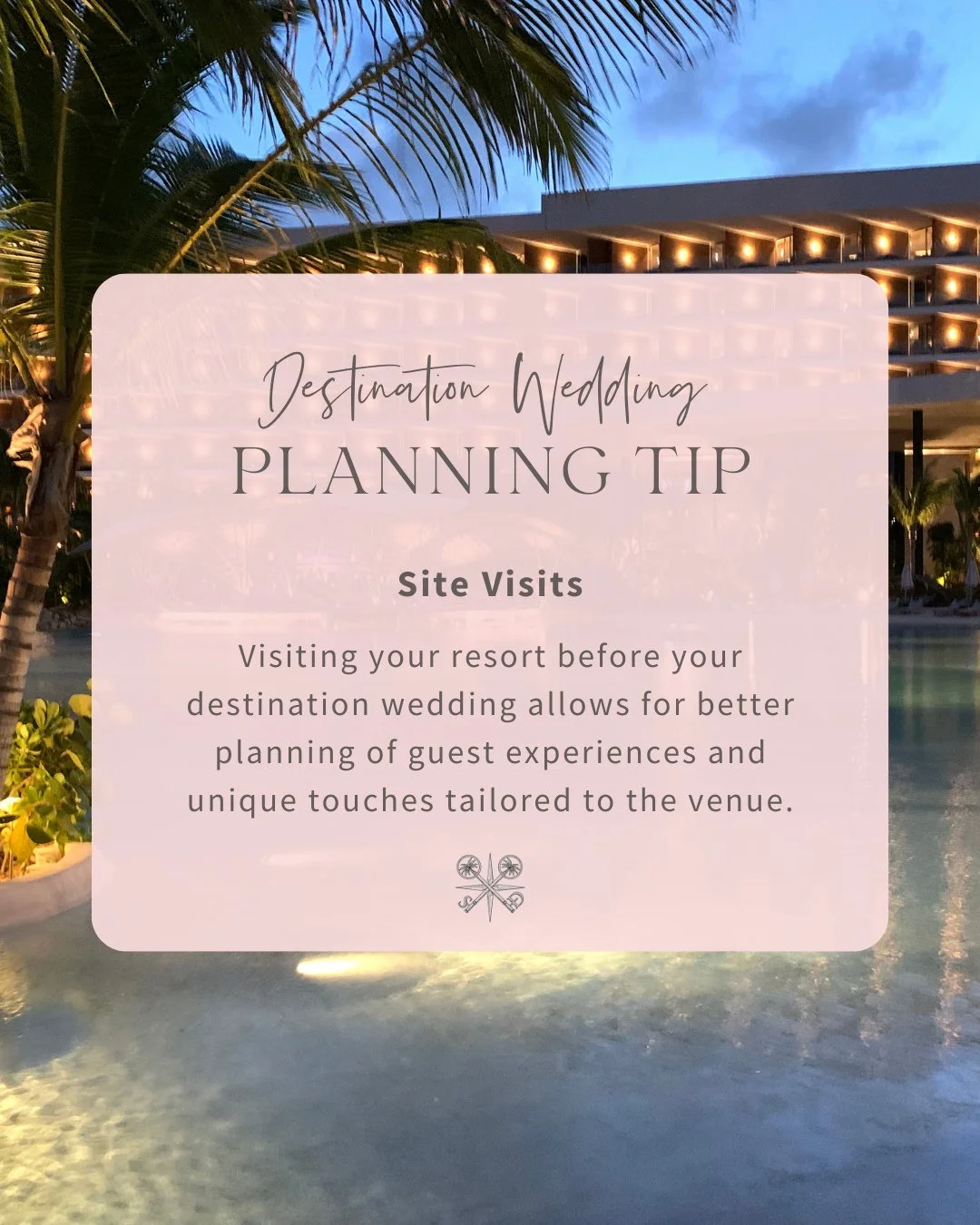 We always get asked about our top tips for destination wedding planning, and you have heard some of our tips, so we reached out to former Shoreline couples and asked for their tips! Here is one of them:⁠
⁠
🌴Site Visits🌴⁠
Site visits are invaluable 