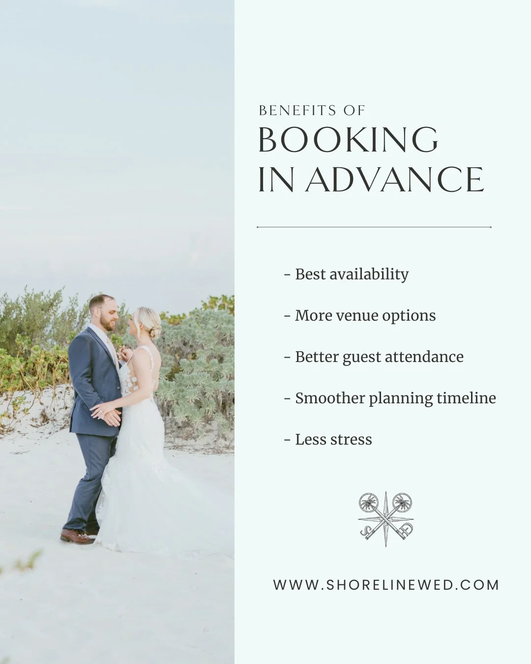 We are well into planning destination weddings for mid-2027 already!⁠
⁠
Did you know the benefits of booking your destination wedding in advance (12+ months ahead) include:⁠
⁠
🌴The best date availability⁠
🌴 More venue options⁠
🌴 Better guest atten