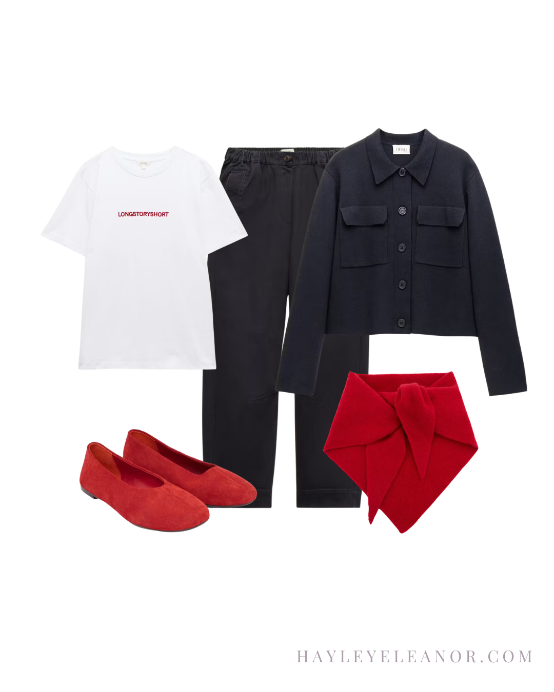 Navy and Red Casual Outfit for True Winter colouring from Hush