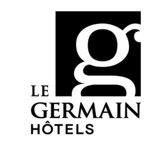 Logo for Le Germain Hotels with a large white letter 'G' on a black background.