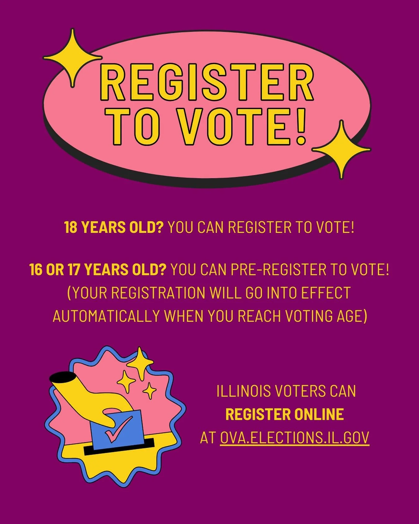 Happy #NationalVoterRegistrationDay! If you have recently moved, changed your name, become a citizen, or haven&rsquo;t already registered to vote, today is a GREAT day to get #voteready. Head to ova.elections.il.gov to register to vote.