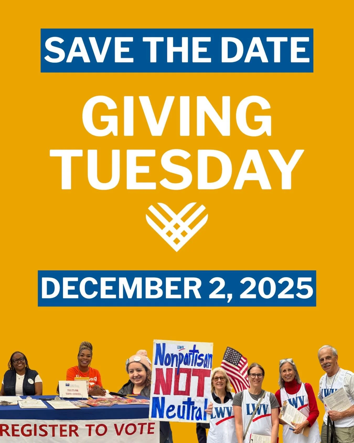 #GivingTuesday is just a week away! Please consider&nbsp;supporting the Chicago League&nbsp;as we embark on a busy election year in 2026 and continue our mission to champion democracy, equality, and civic engagement.&nbsp;lwvchicago.org/donate