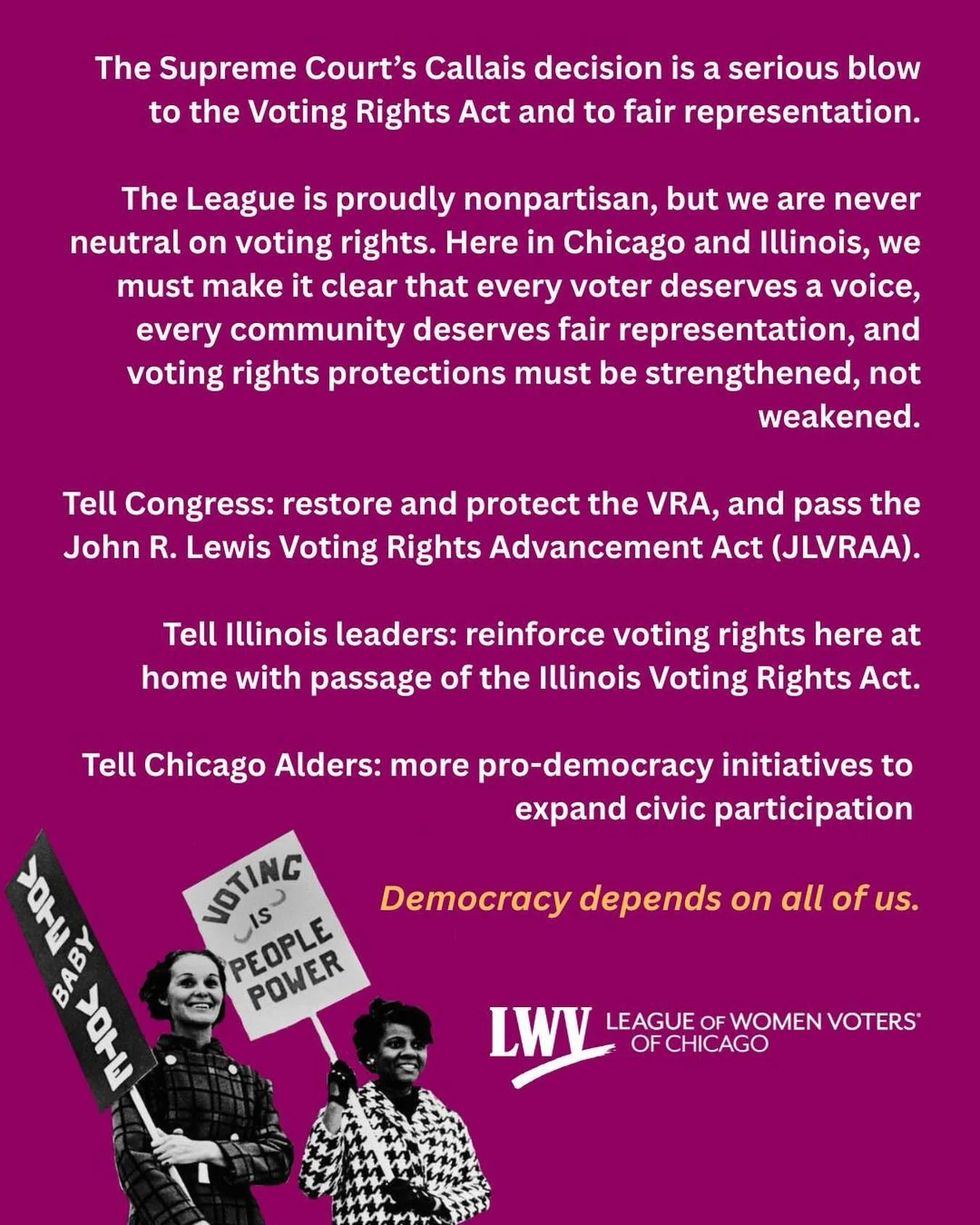 The League of Women Voters of the US @leagueofwomenvoters issued a statement in response to the US Supreme Court&rsquo;s 6-3 decision in Louisiana v. Callais, a case concerning the constitutionality of Section 2 of the Voting Rights Act of 1965. Read