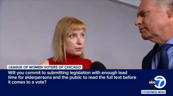 Thank you @abc7chicago for hosting a Mayoral Town Hall with @chicagosmayor on Tuesday and inviting LWV Chicago so that we could ask a question regarding good government practice for Chicago&rsquo;s City Council!