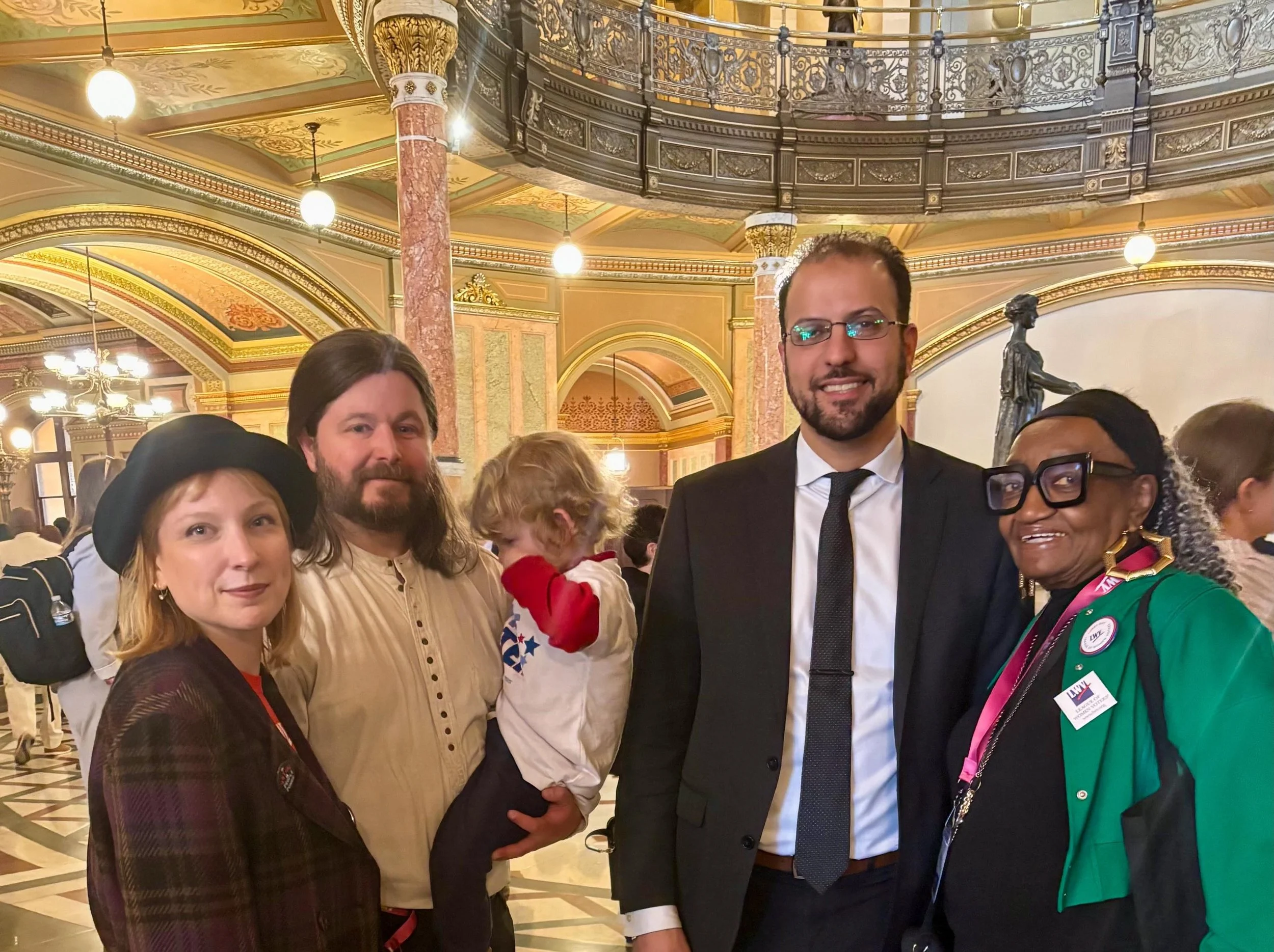 LWV Chicago leaders Betty Magness, Jane Ruby, John Engle, and Claudia Jackson (+ our youngest lobbyist!) had an amazing time in Springfield this week advocating for the Reverend Jesse L. Jackson, Sr. Young Voter Empowerment Law (HB4339). Thank you to