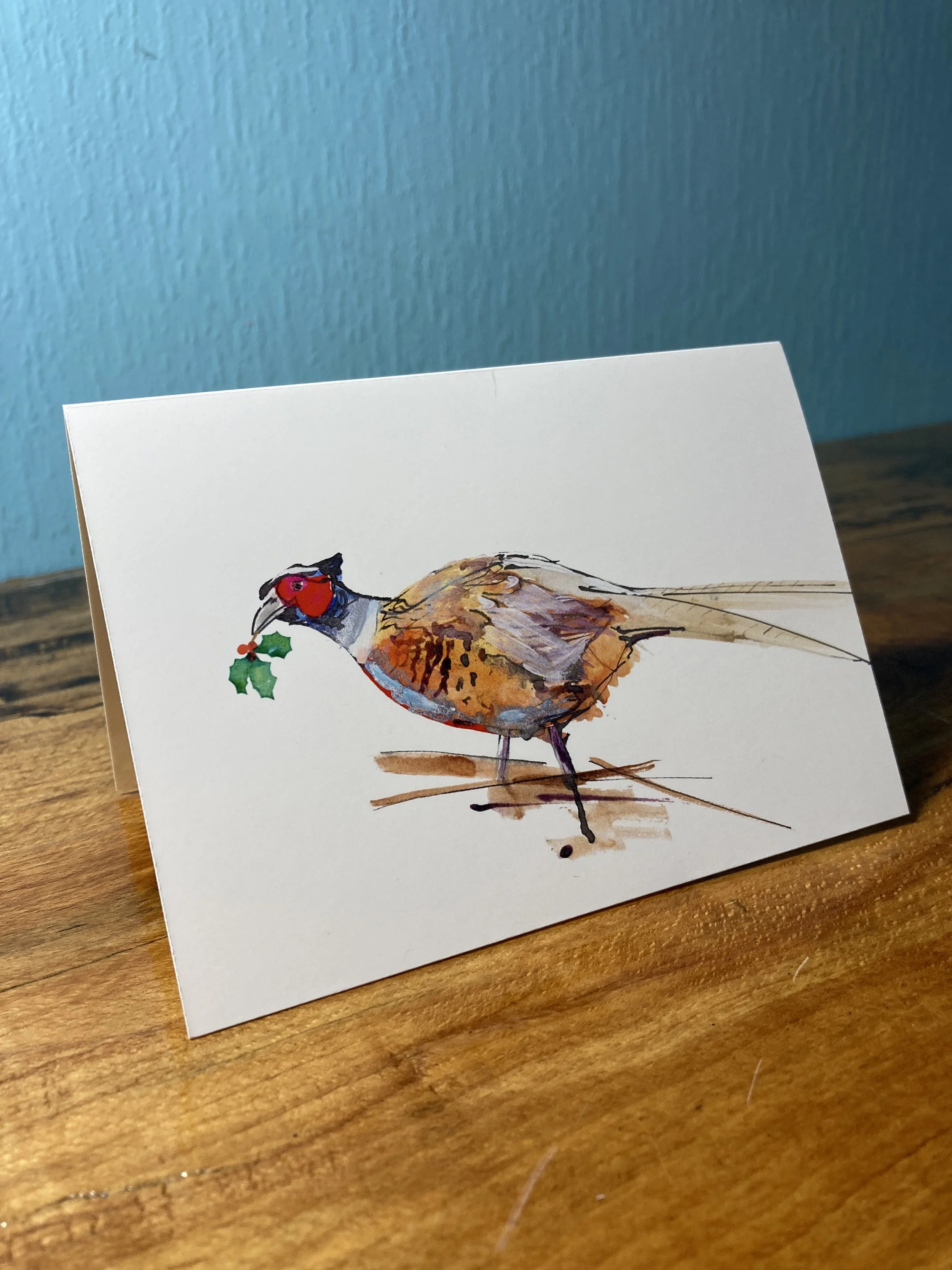 Pheasant and Holly Card