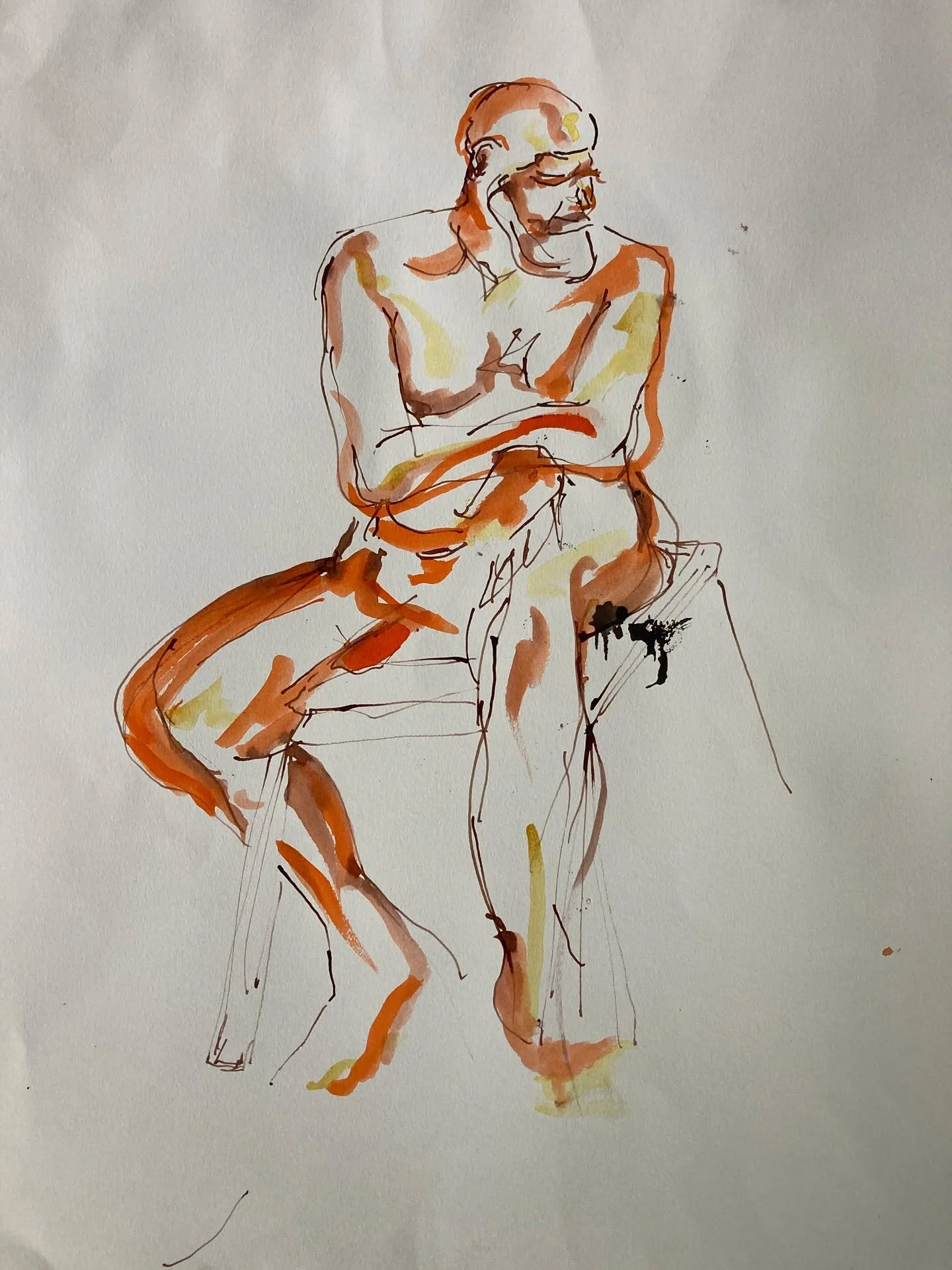 Fabulous modelling by @modellifemark for the short pose life-drawing session @hauserwirthsomerset today

This is a 20 minute pose using liquid inks

Thank you @christinekaltoft for organising

#lifedrawing #bruton #somerset #inkdrawing