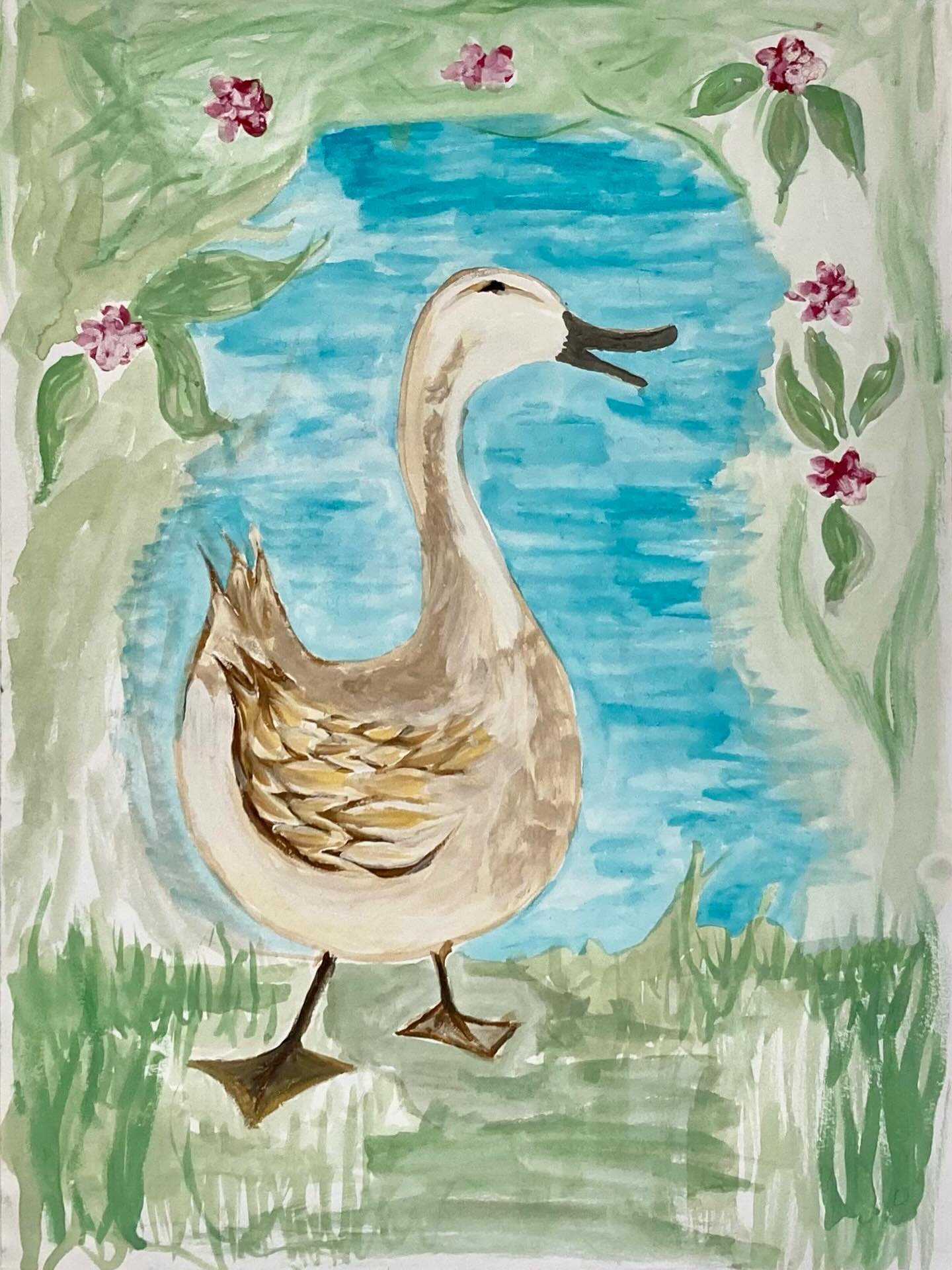 Happy British Summer Time to all those who celebrate! ☀️ 
And happy 3rd birthday to my joybringing granddaughter! 🌸 

#duck #painting