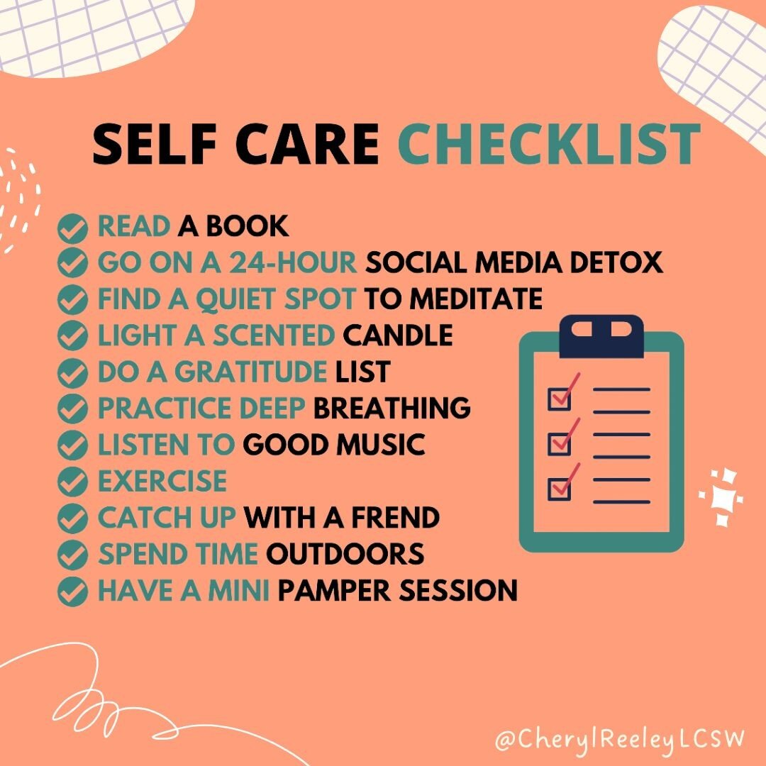 We know self care is important but in the moment it can be hard to figure out what you need. Here are a few suggestions. Some days self care might be quiet and solitary and other days it might include spending time with others. You define what self c