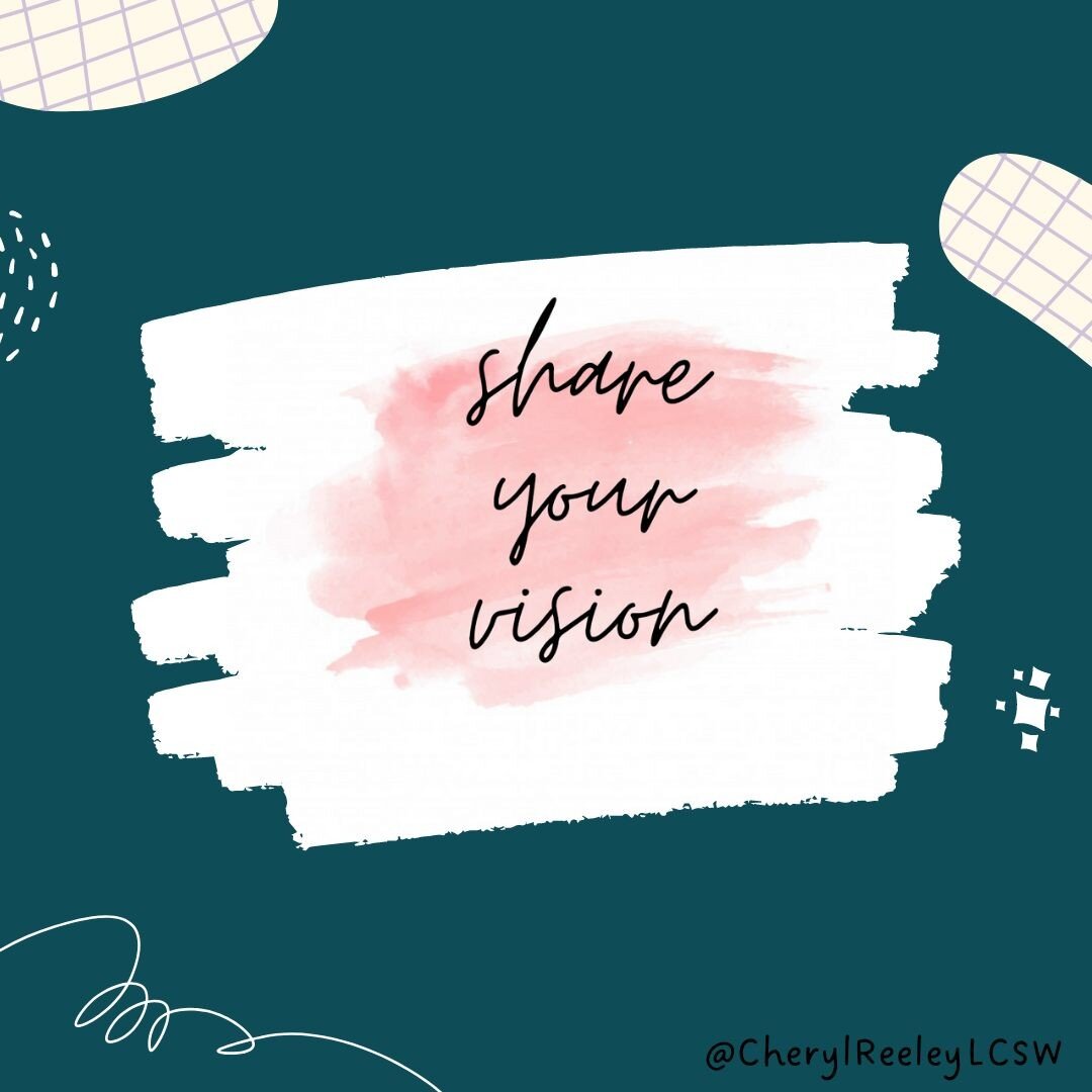 Monday Intention - Share your vision. 

This one is personal! When I first started contemplating opening my own private practice, I didn't want to tell anyone. I was so afraid I was going to fail. I was afraid I wasn't good enough. I was so afraid to