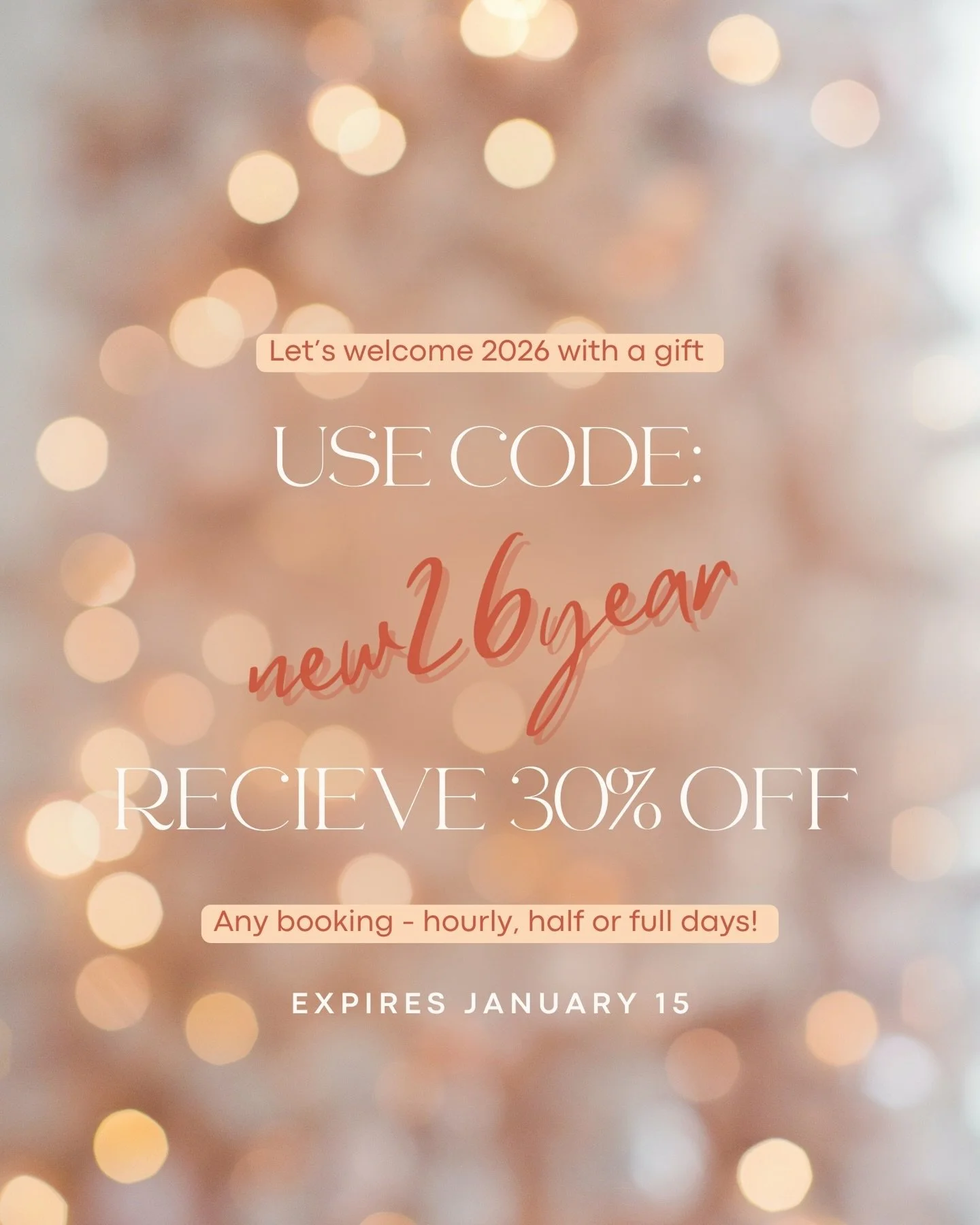 2026 is gonna be one heck of a year i feel it in my bones. So lets get to celebrating 🎉 
Use this code when booking to receive 30% off
💕Just in time for Valentine&rsquo;s Day!
Why don&rsquo;t you host your minis with us?! 
&mdash;&mdash;&mdash;
We&
