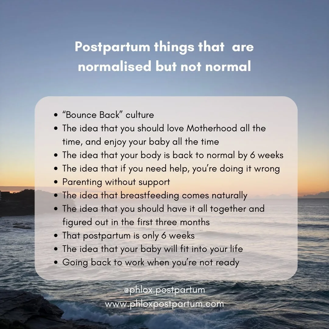 We do live in a wild world. 

This list just scratches the beginning of what&rsquo;s normalised but not normal. 

What else would you add? 

#motherhoodrising
#returntoself
#postpartum
#sydneydoula