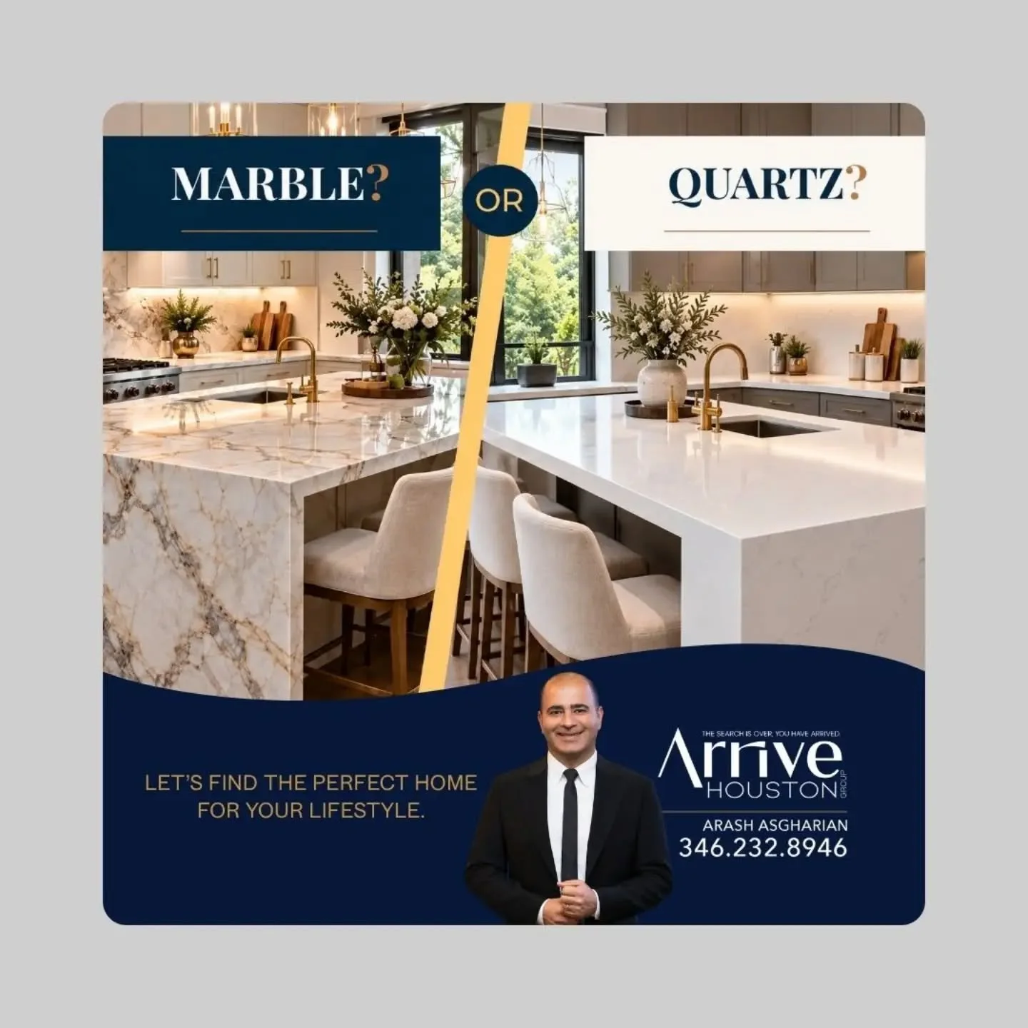 Marble or quartz; which one belongs in your dream kitchen? ✨
Marble brings one-of-a-kind natural patterns and timeless elegance, while quartz offers a polished look with durability and easier maintenance. The right choice comes down to more than desi