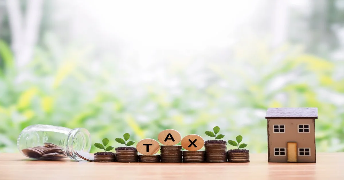 miniature-house-wooden-blocks-with-the-word-tax-and-plants