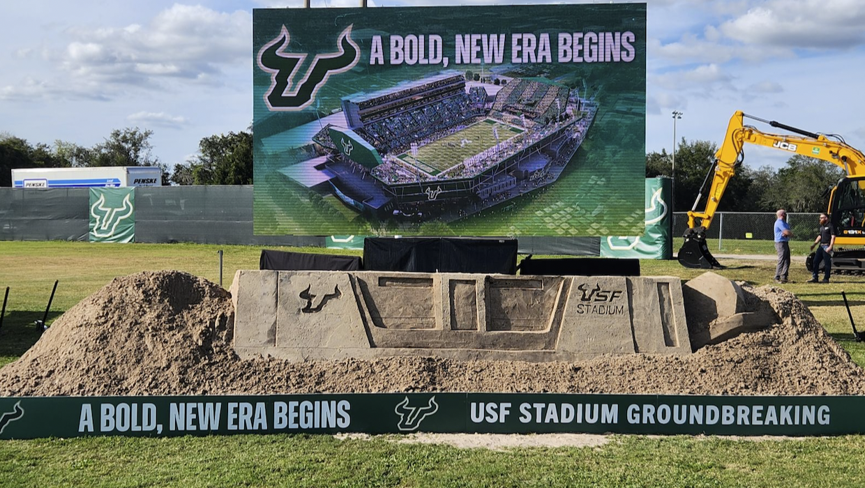 Groundbreaking sand sculpture for the University of South Florida's new stadium.