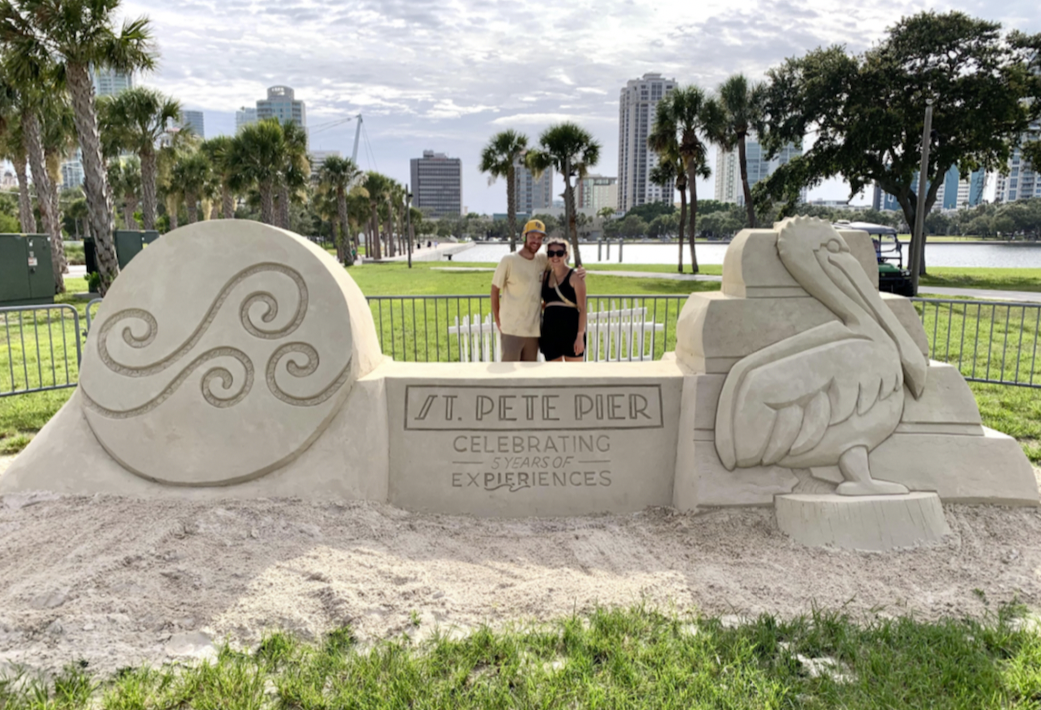 A photo-op sculpture at The St. Pete Pier celebrating their 5th anniversary.
