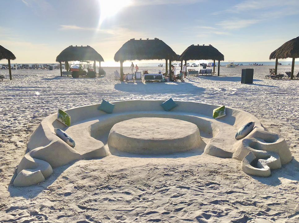 A sand couch for a corporate event at the JW Marriott Marco Island in Florida.