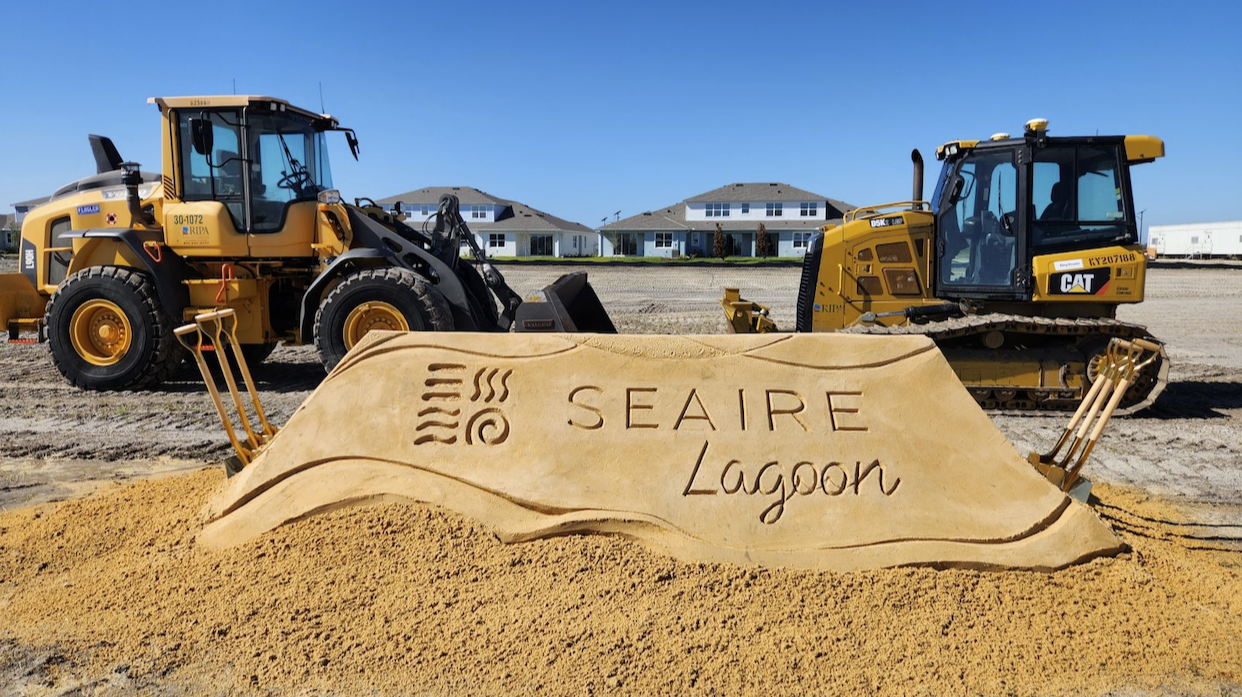 Groundbreaking sand sculpture for Seaire Lagoon.