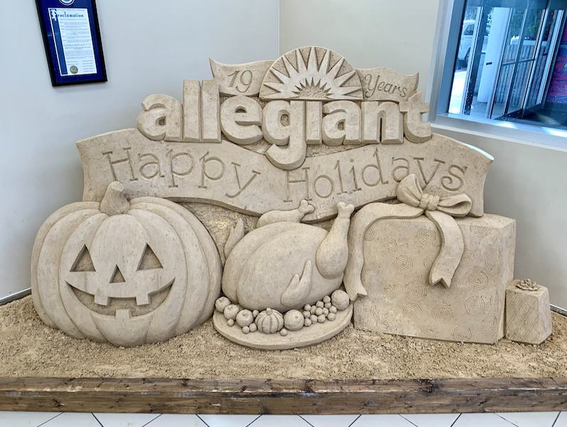 Created in the baggage claim area of St. Pete-Clearwater International Airport, we re-carve this pile of sand into a new sculpture every 4 months.