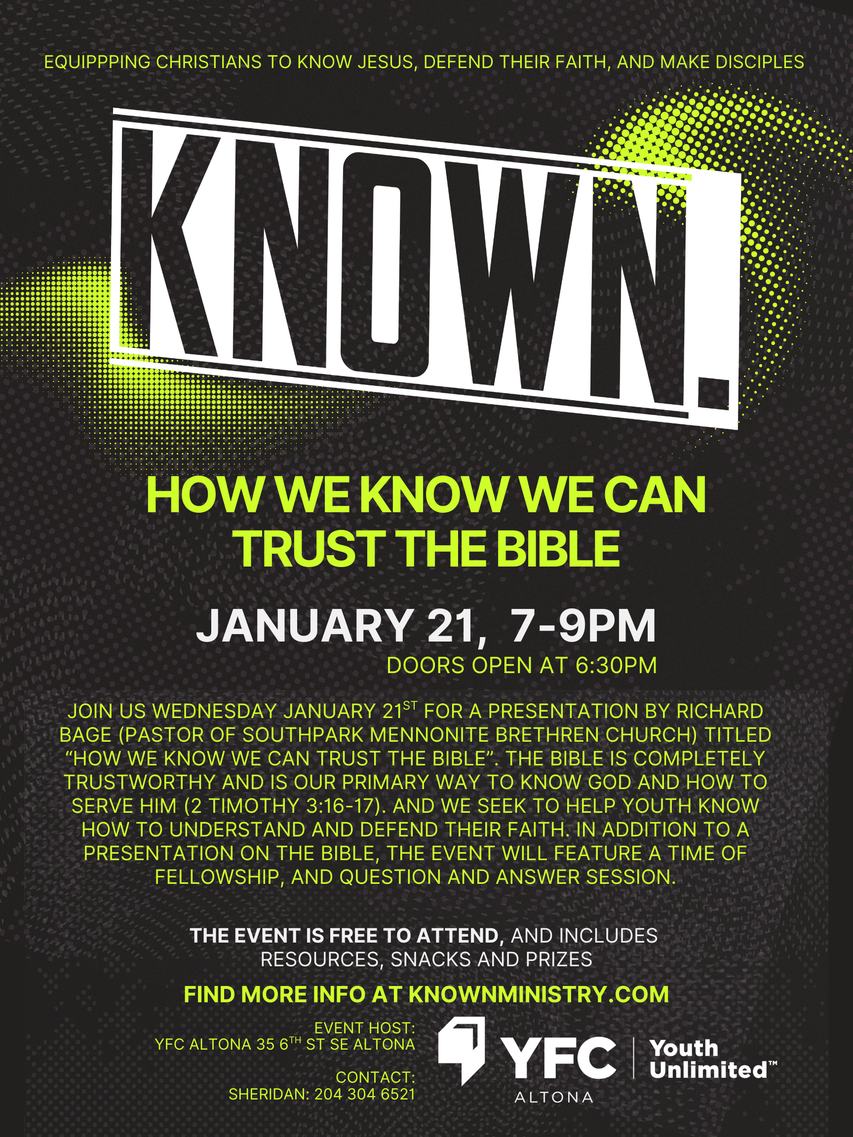 Known: youth event JAN 21