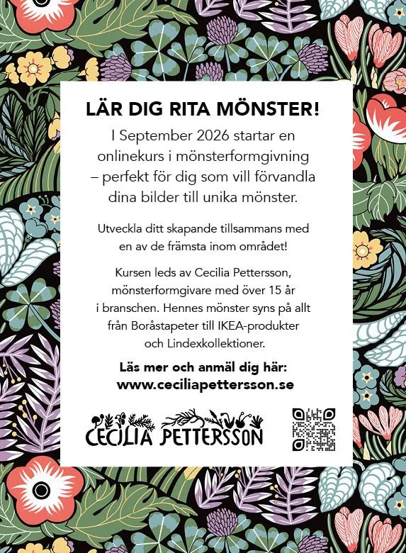 STEG 1: ONLINE mönsterformgivningskurs start 8 september 2026 (svenska)