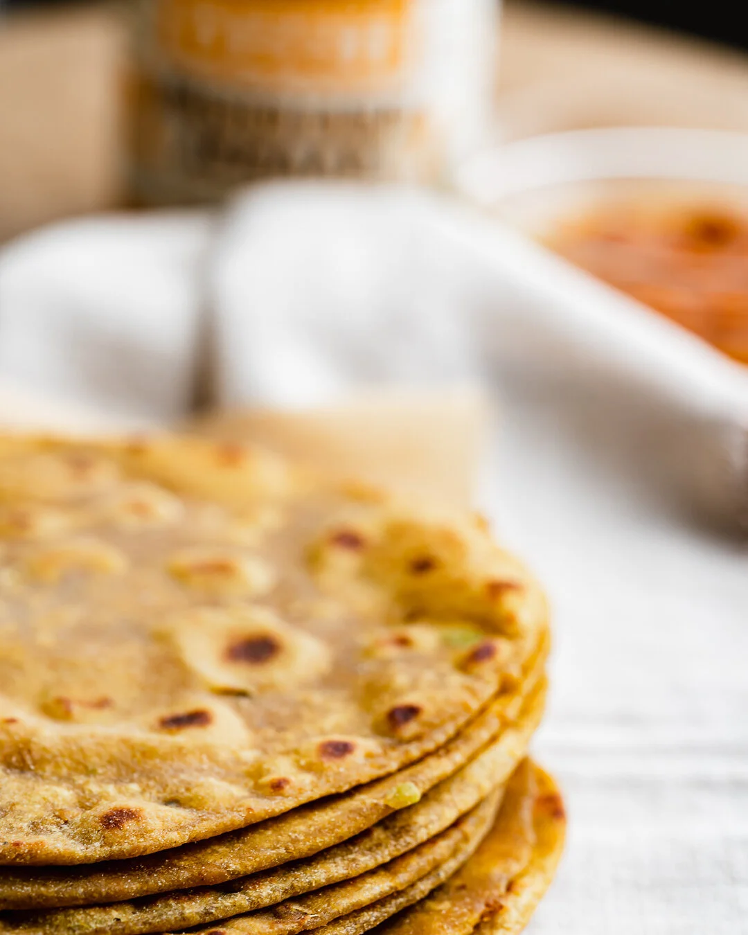 SOFT, TANGY, SPICY AVOCADO PICKLE/ACHAAR PARATHA STACK