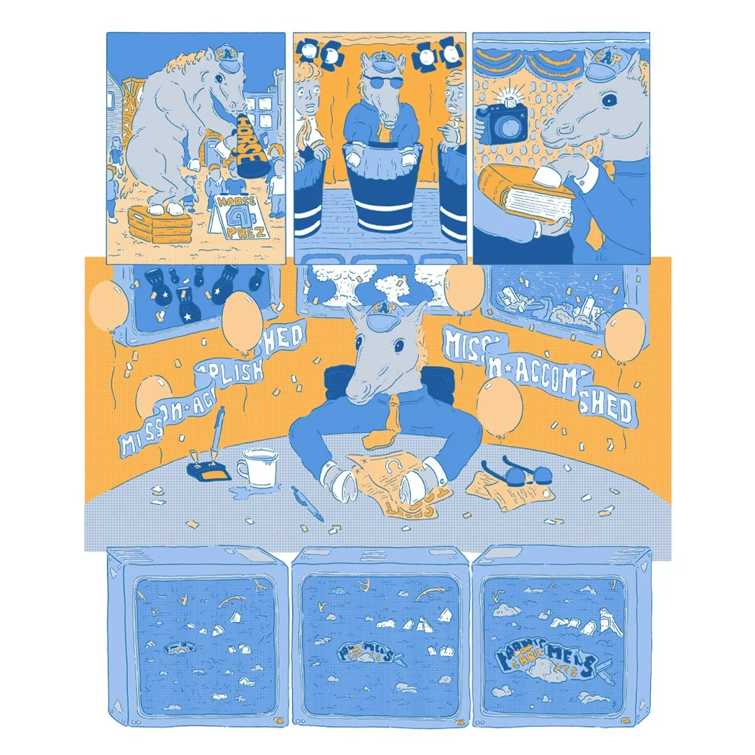 &quot;Thinking Cap&quot;
14&quot; x 17&quot; ink and digital colour
[Page 6 of 7]

Happy Saturday! The sixth page of the newest entry in my comic anthology &quot;Writey Drawie,&quot; where each comic is based on a story idea submitted by a fellow art