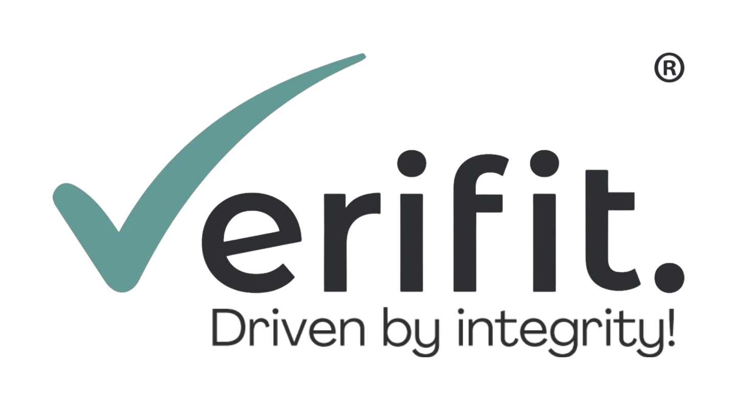 Verifit logo with a teal check mark and the word 'verifit' in black text