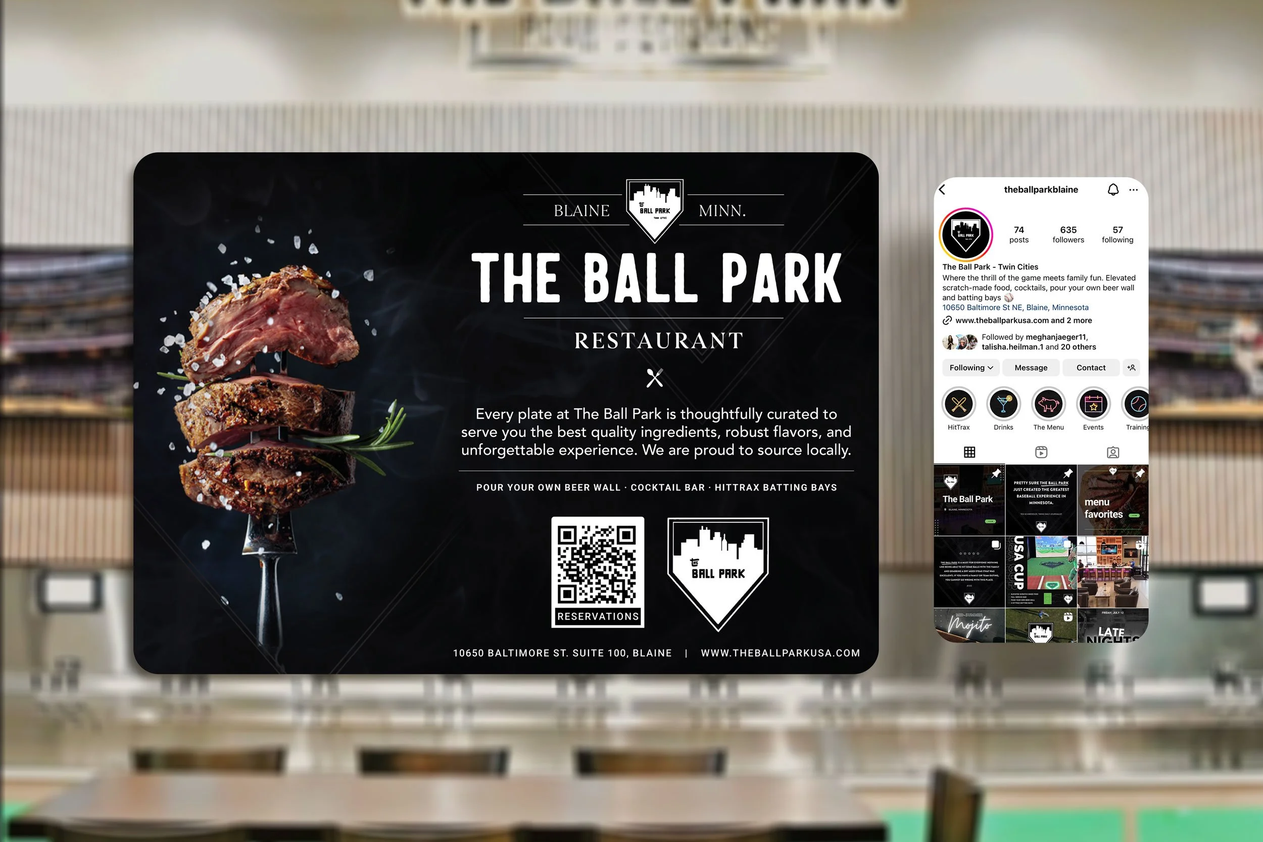 Print and digital marketing for The Ball Park.