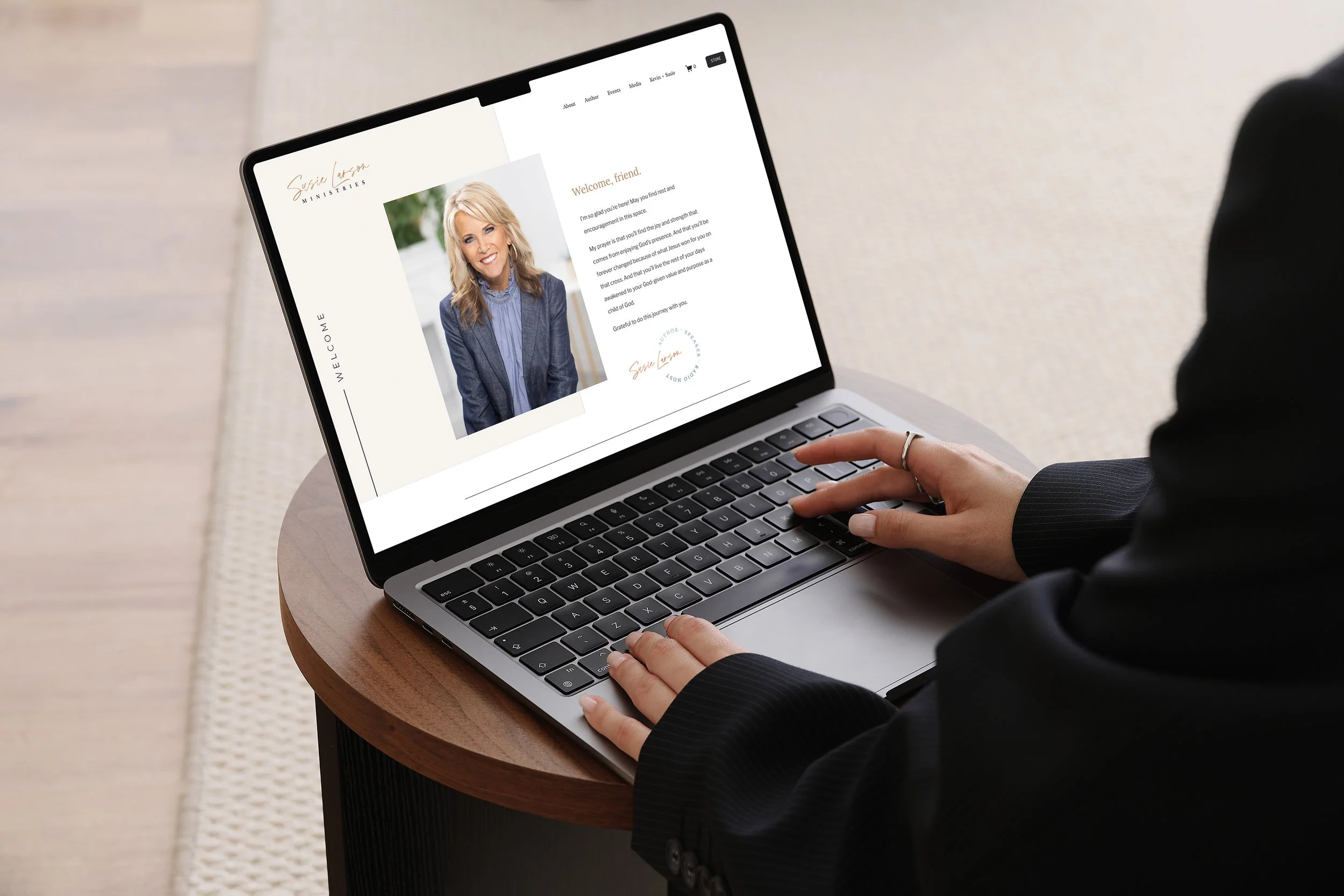 Susie Larson's website in a mock up