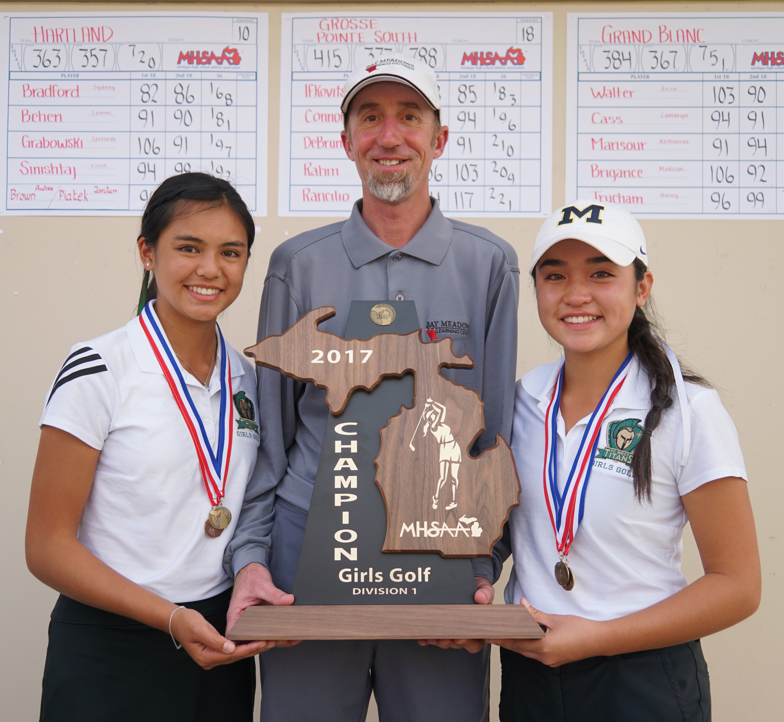 Scott Wilson with Anci and Anika Dy at state finals.JPG
