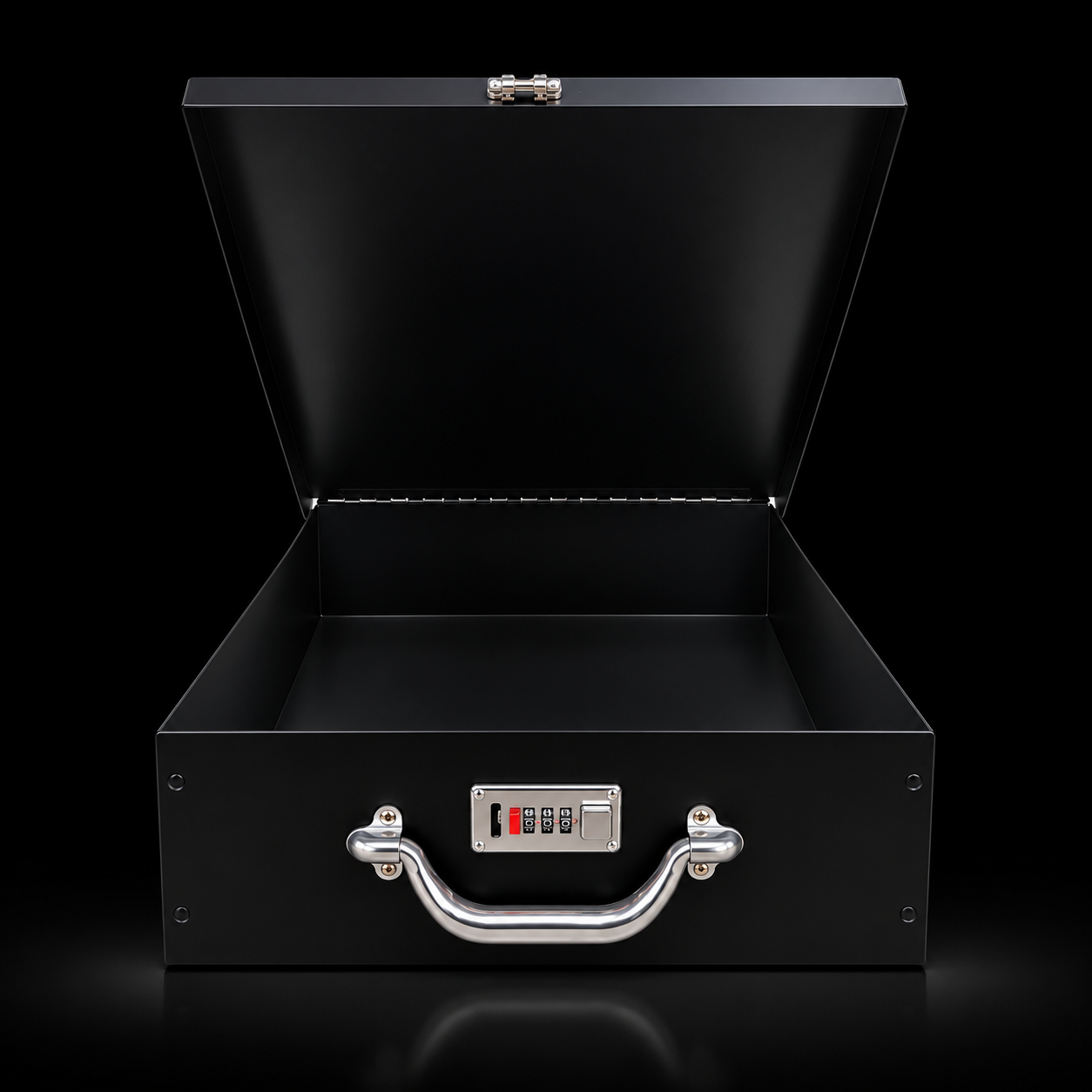 Black Metal Box w/Chrome Combination Lock & Handle