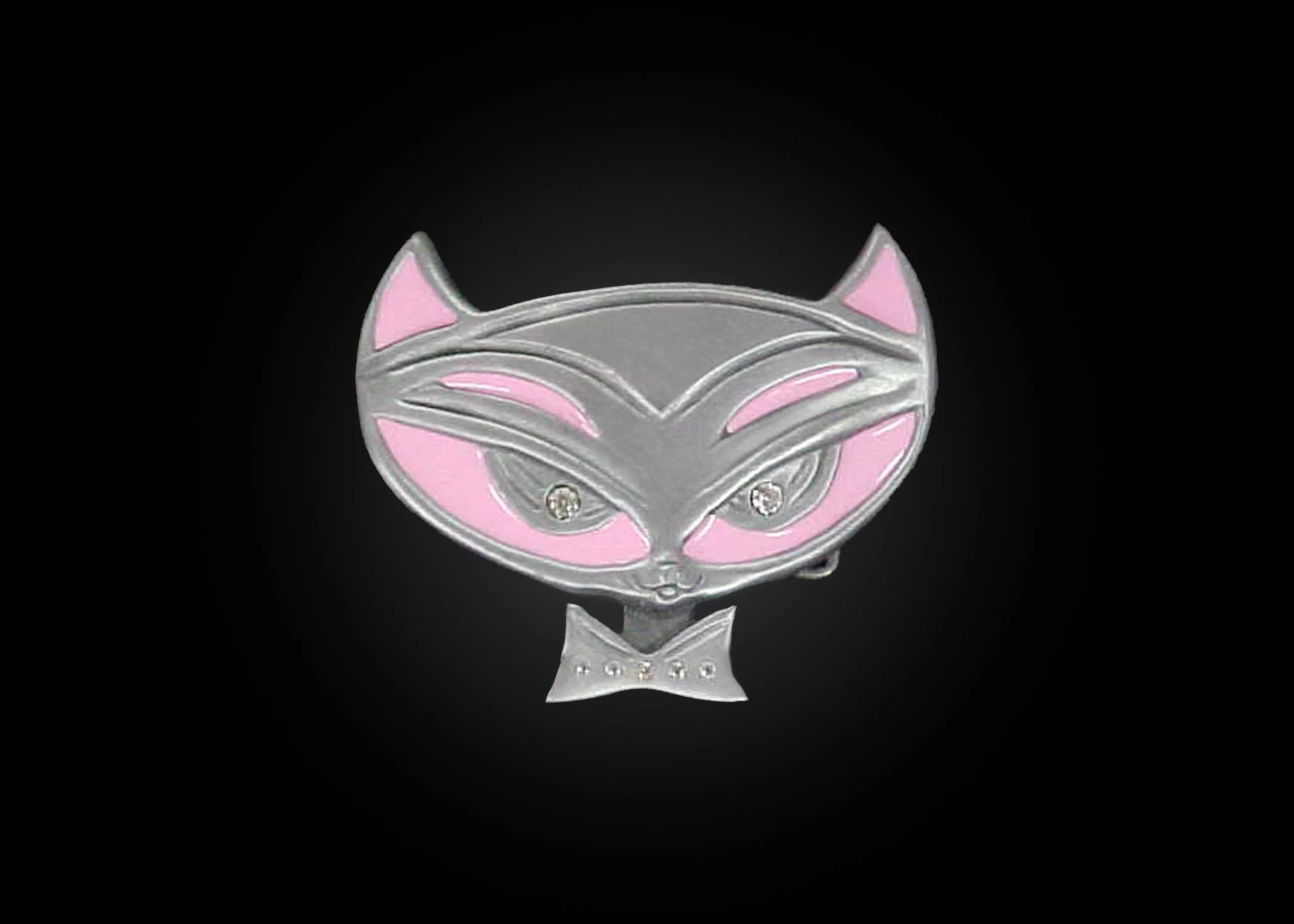 Enamel & Stoned Cat Face Buckle