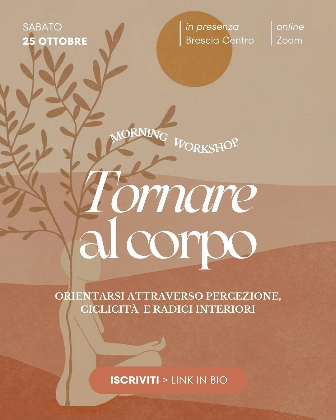 ✨ Tornare al corpo ✨
Un 𝐰𝐨𝐫𝐤𝐬𝐡𝐨𝐩 dal vivo e online per chi vuole smettere di vivere solo &ldquo;nella testa&rdquo; e 𝐫𝐢𝐜𝐨𝐦𝐢𝐧𝐜𝐢𝐚𝐫𝐞 𝐚 𝐬𝐞𝐧𝐭𝐢𝐫𝐞.

𝑄𝑢𝑎𝑛𝑑𝑜 𝑙𝑎𝑠𝑐𝑖𝑎𝑚𝑜 𝑐ℎ𝑒 𝑖 𝑝𝑒𝑛𝑠𝑖𝑒𝑟𝑖 𝑔𝑢𝑖𝑑𝑖𝑛𝑜 𝑜𝑔𝑛𝑖 