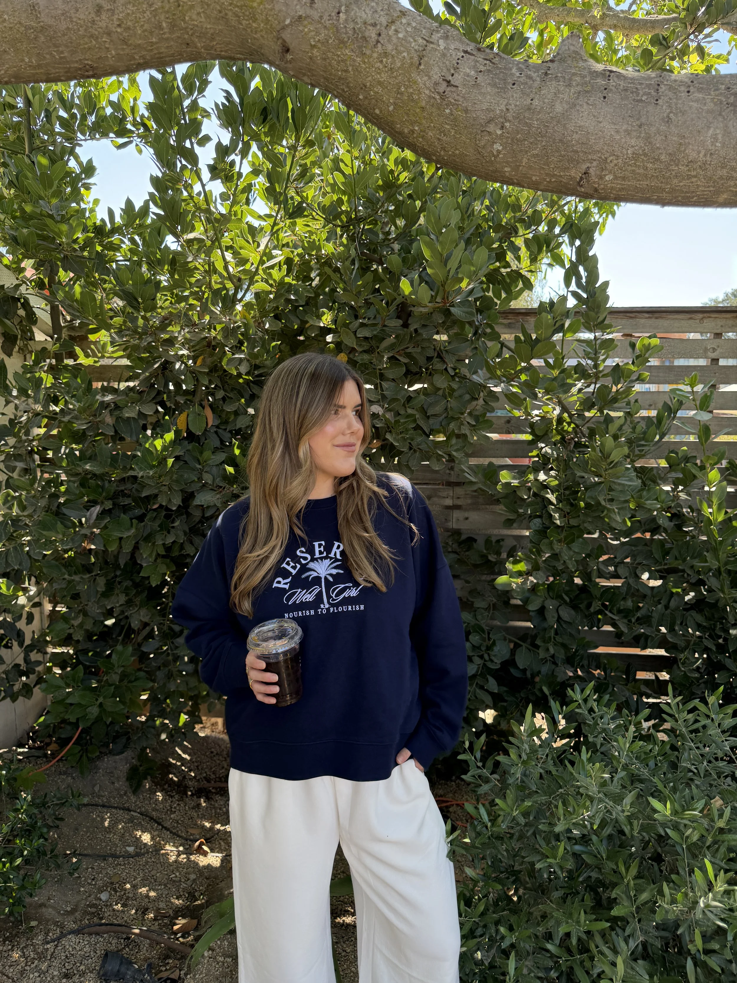 Women’s Organic Crew Neck Sweatshirt | Embroidery Navy & Green