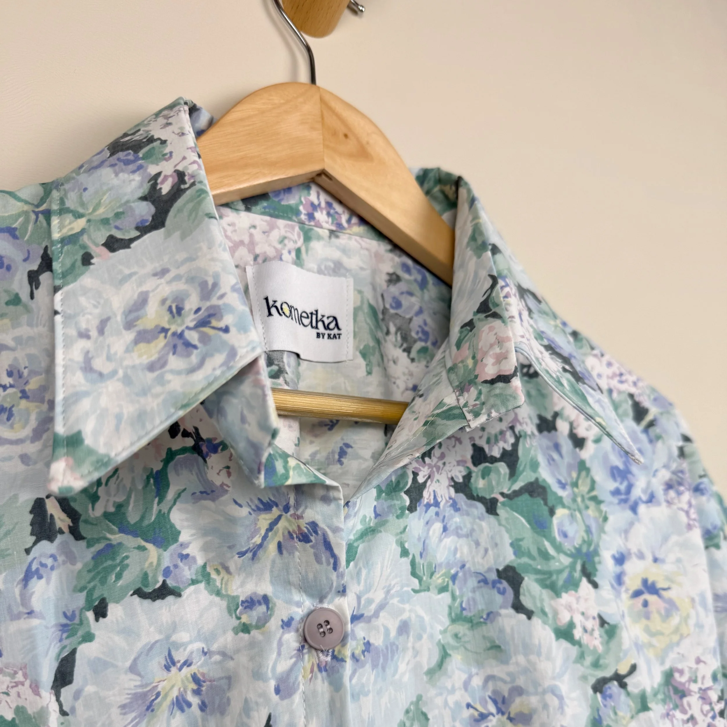 Handmade oversized floral blouse from vintage cotton, sustainable upcycled top