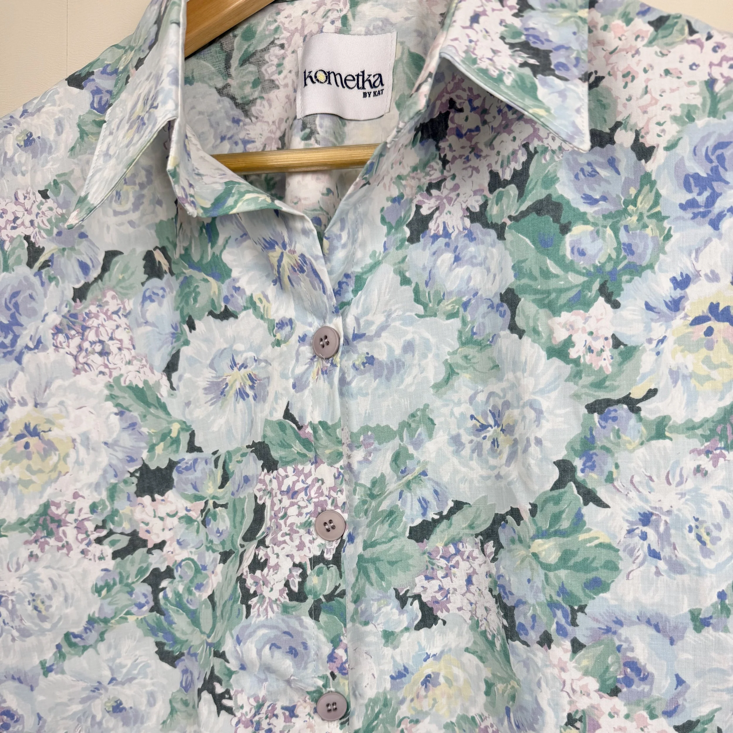 Handmade oversized floral blouse from vintage cotton, sustainable upcycled top